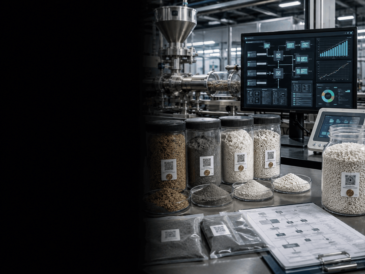 Raw material tracing databases linked with compounding batch software